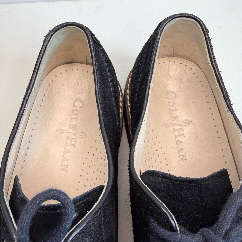 Men's Cole Haan Nike Air Franklin Black Suede Wingtip Oxfords Size 9M - Picture 7 of 9